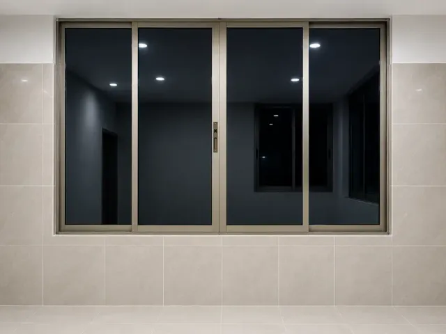 Ventana corrediza instalada en interior